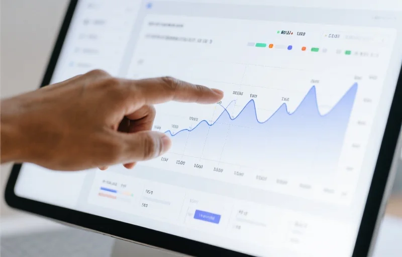 用户在屏幕上查看数字趋势图